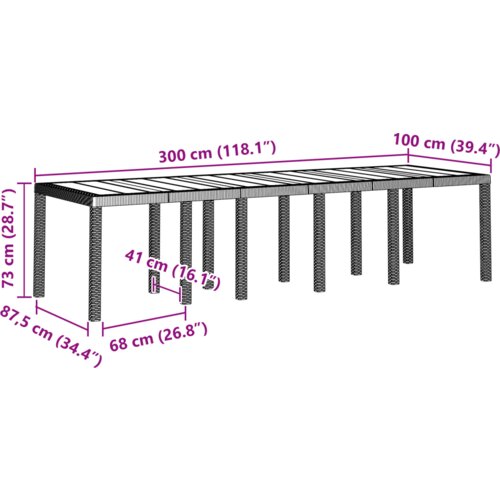  Vrtni set za objed 13 pcs Bijelo 300 x 100 x 73 cm Poli ratan Slike