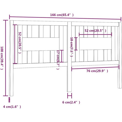  Uzglavlje sivo 166 x 4 x 100 cm od masivne borovine Slike