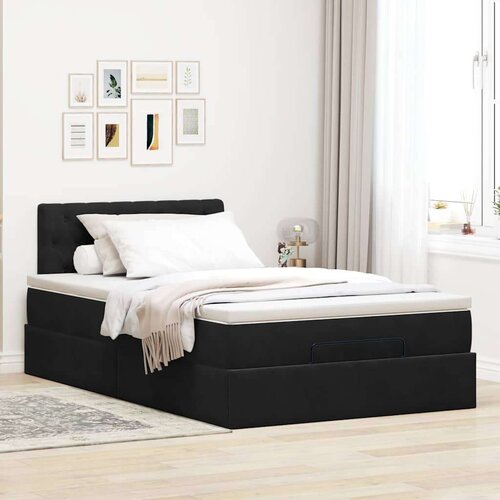 VidaXL otomanski okvir kreveta s madraca crni 120x190 cm bar&amp;scaron;unasti Slike
