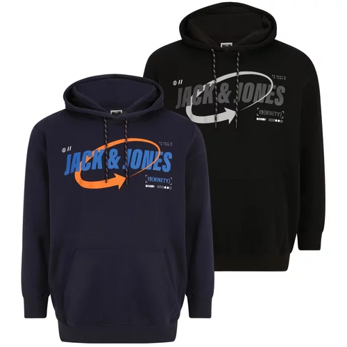 Jack & Jones Plus Sweater majica plava / noćno plava / narančasta / crna