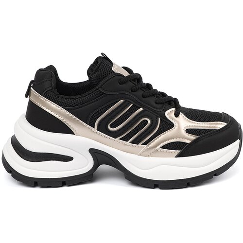 Shelvt Black women's sneakers with gold inserts Cijene