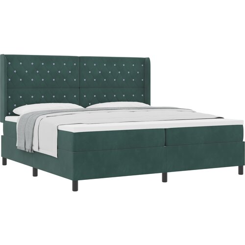 VidaXL Postelja s vzmetnico Temno zelena 200x200 cm Žamet, (22050594) Slike