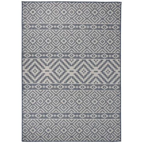 vidaXL Vanjski tepih ravnog tkanja 140 x 200 cm plave pruge
