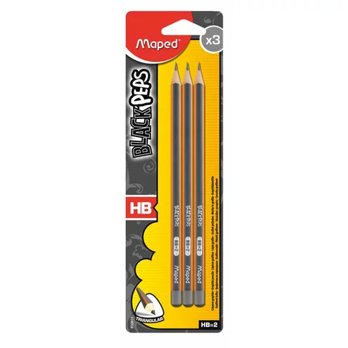 Maped grafitni svinčnik Black'peps, HB, 3 kosi