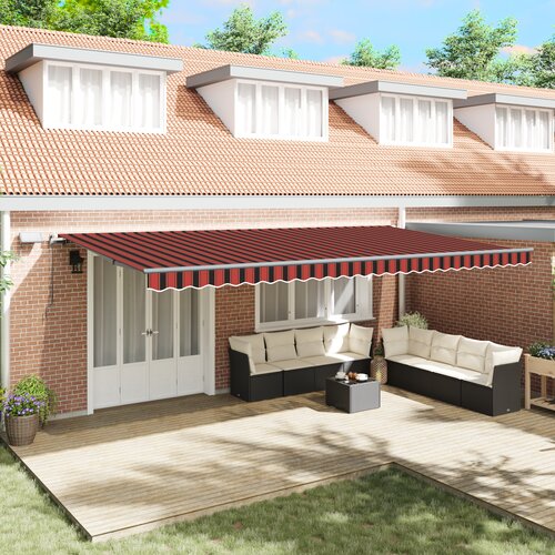 vidaXL ročna retraktibilna tenda z led v oranžni in rjavi barvi 600x300 cm Cene
