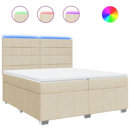 vidaXL Krevet s oprugama i madracem krem 200 x 200 cm od tkanine Cijene