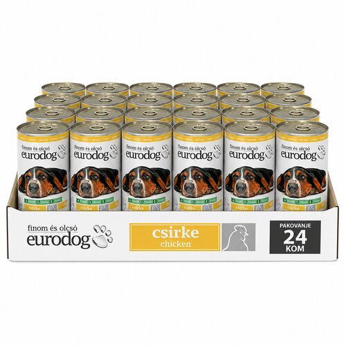 Euro dog Vlažna hrana za pse, Piletina, 415g, 24 komada Cene