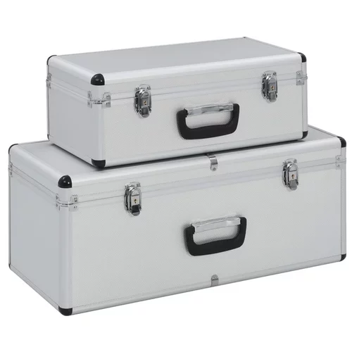  Kovčki za shranjevanje 2 kosa srebrn aluminij