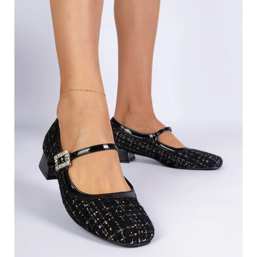 Gemre Black fabric-finished pumps with rhinestones Mersitta Cene