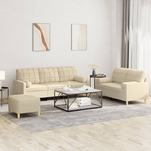  3-dijelni set sofa s jastucima krem od mikrovlakana Krema Cene
