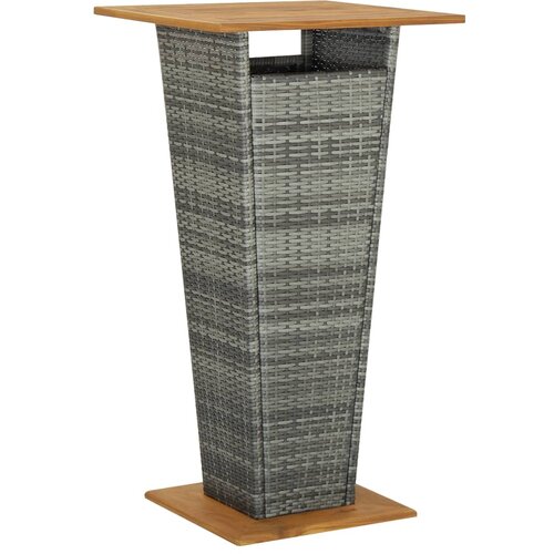 vidaXL Barska miza siva 60x60x110 cm poli ratan in trden akacijev les, (20665615) Cene