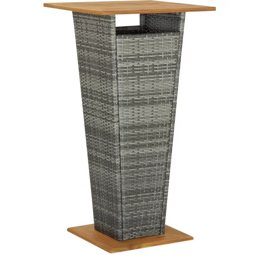 vidaXL Barska miza siva 60x60x110 cm poli ratan in trden akacijev les, (20665615)