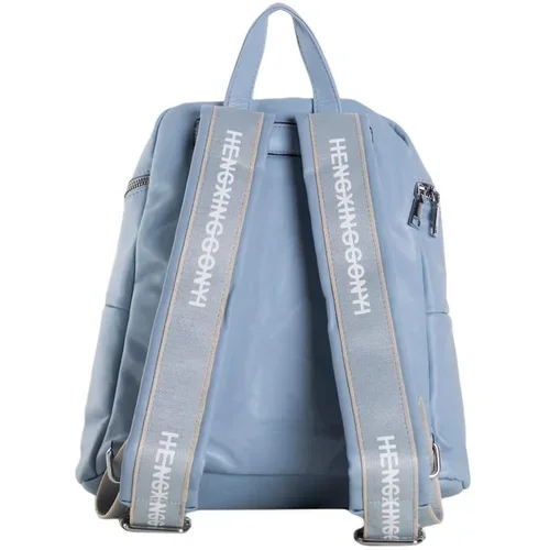 Fashion Hunters Light blue small backpack made of ecological leather