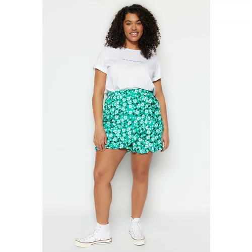 Trendyol Curve Plus Size Shorts & Bermuda - Green - Normal Waist