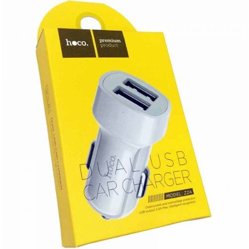 Hoco avtopolnilec Z2A adapter 2,4A - 2xUSB - bel Cene