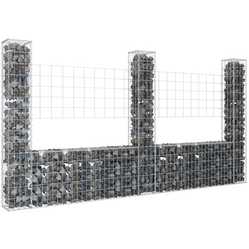 vidaXL Gabion košara U-oblike s 3 stebri železo 260x20x150 cm Cene