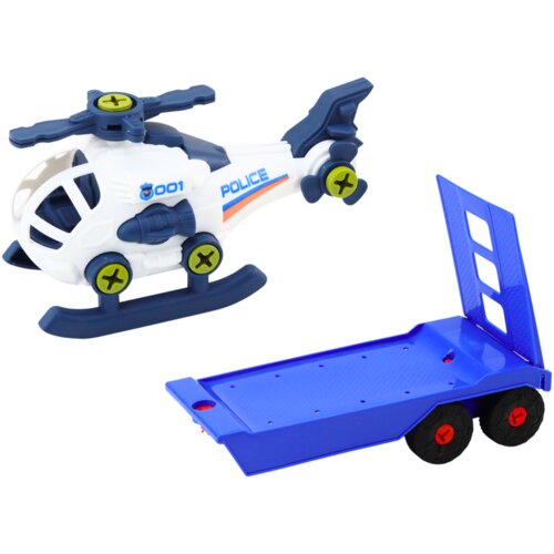 Lean Toys komplet sodobnega avtomobila s helikopterjem in vlačilcem za razstavljanje diy blue Slike