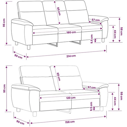  Set sofe 2 pcs Svijetlo zelena Tkanina - Svijetlo zelena 2-sjedalna (120 cm) + 3-sjedalna Slike