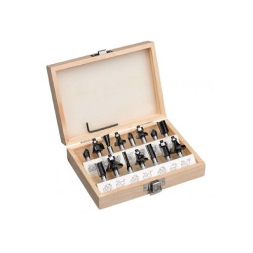 Einhell set glodalica 8 mm 15 kom u drvenoj kutiji, Pribor za glodalice TC-RO 1155, TE-RO 1255 ( 49757291 ) Cene