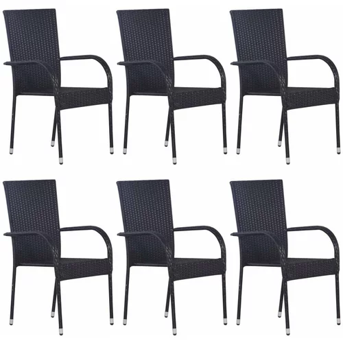 Zunanji jedilni stoli 6 kosov poli ratan črne barve, (20660670)