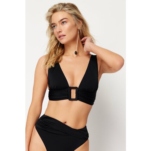 Trendyol Black Triangle Accessory Bikini Top Slike