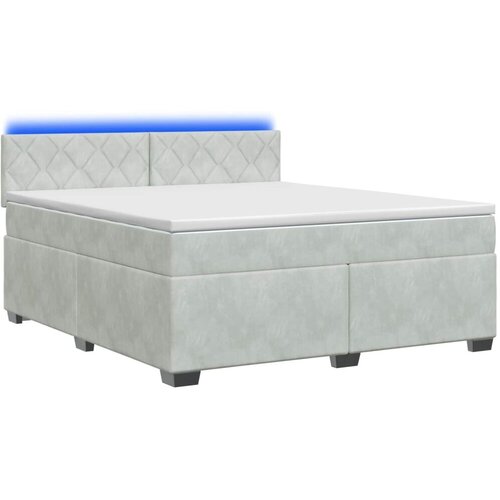  s box springom madracem i LED-om Svjetlosiva Bar&amp;scaron;un - Svjetlosiva 140 x 190 cm Dizajn s rombovima Slike