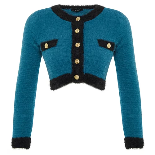 Trendyol Limited Edition Blue Beard Yarn Knitwear Cardigan