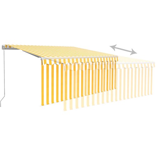 Tenda na ručno uvlačenje s roletom 3,5 x 2,5 m žuto-bijela Slike