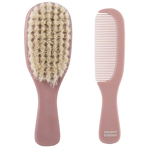 Canpol Če&amp;scaron;alj i četka za bebe Natual bristles, Roze Slike