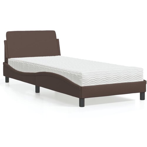 VidaXL Krevet s madracem smeđi 90 x 200 cm od umjetne kože Slike