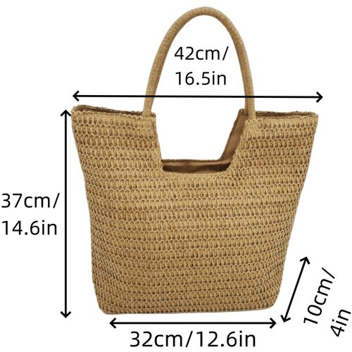 INF Velika slamnata torba za na plažo v francoskem stilu Khaki, (21684487) Cene