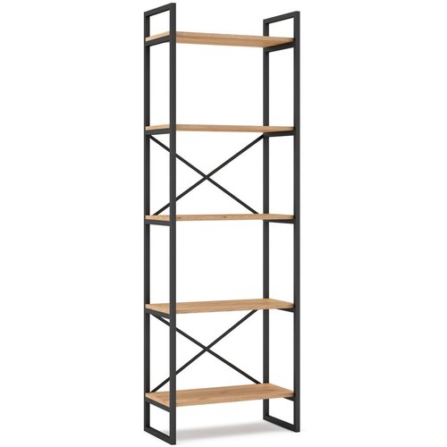 Marckeric Črn/naravni regal v hrastovem dekorju 58x175 cm Dusan &amp;ndash; Slike