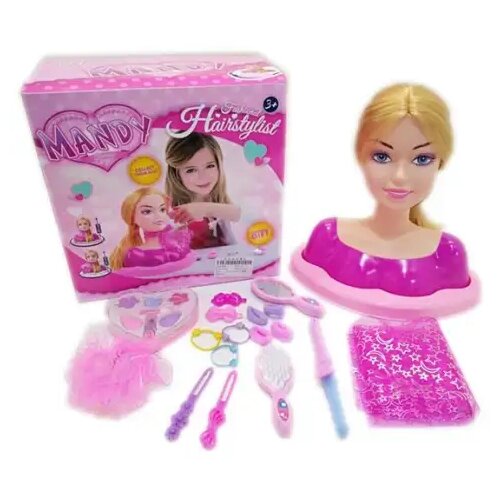 Magic Toys Mandy HairStylist Glava lutke za friziranje in ličenje Cene