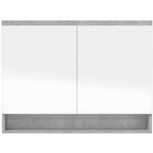 VidaXL Kopalni&amp;scaron;ka omarica z ogledalom 80x15x60 cm MDF betonsko siva Slike