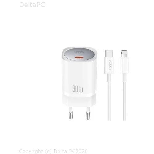 XO wall charger CE20 PD 30W 1x USB-C white + cable USB-C - Lightning