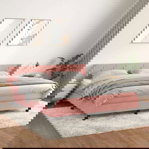  Box spring postelja z vzmetnico roza 180x200 cm žamet, (20897617) Cene