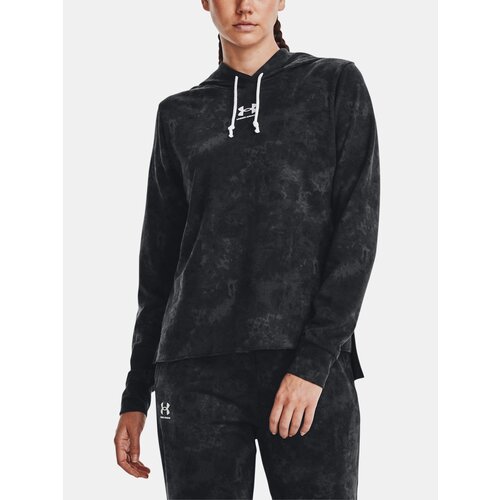 Under Armour Sweatshirt Rival Terry Print Hoodie-BLK - Women Cene