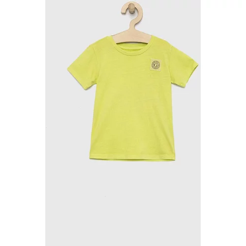 Guess Otroška bombažna kratka majica zelena barva