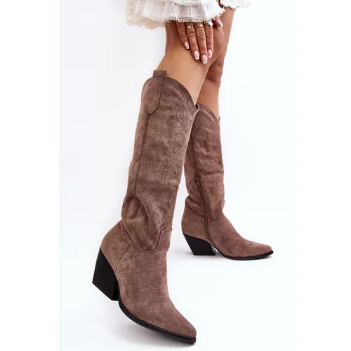 Kesi Women's high-heeled cowboy boots, dark beige Sloana