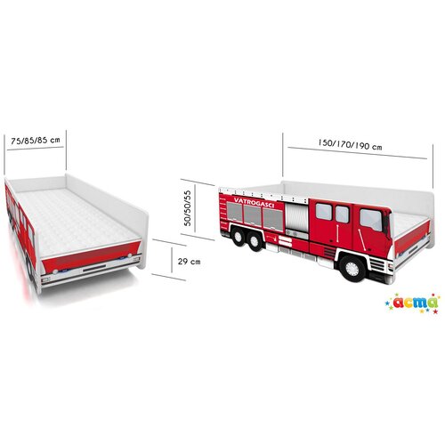  Dječji krevet ACMA Vatrogasci 160x80 Slike