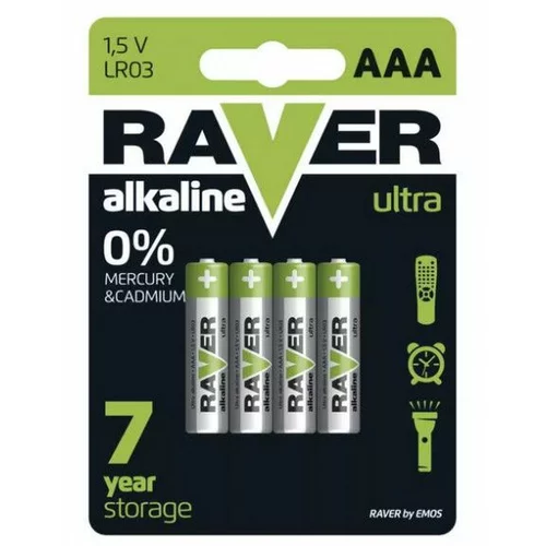 Emos Baterija raver alkalna AAA 4 kos blister