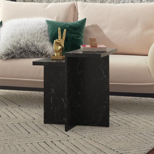 CosmoLiving by Cosmopolitan Crni stolić za kavu u mramornom dekoru 56x56 cm Brielle &amp;ndash; Slike