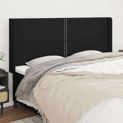  Uzglavlje s u&amp;scaron;ima crno 183x16x118/128 cm od tkanine Slike