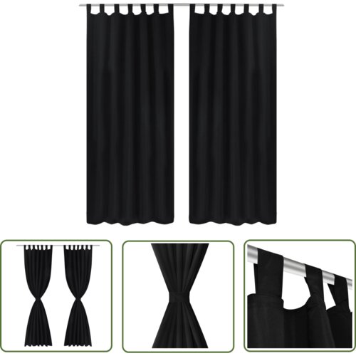  2 kosa črnih satenasih zaves z obročki 140 x 245 cm - Zavesa, (21744234) Slike