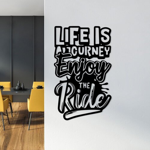 Wallity Zidna dekoracija Lıfe Is A Journey Enjoy The Ride, 42 x 70 cm, Crna Cene