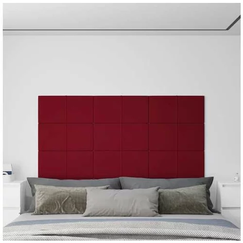  Stenski paneli 12 kosov vinsko rdeči 60x30 cm žamet 2,16 m²