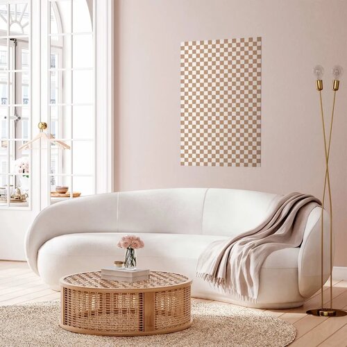  Plakat - Geometry and Browns - a chessboard pattern in neutral shades 60x90 Bez okvira Slike