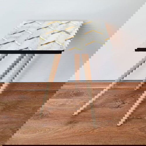 Hanah home Shp273 - white whitegreygold side table Cene