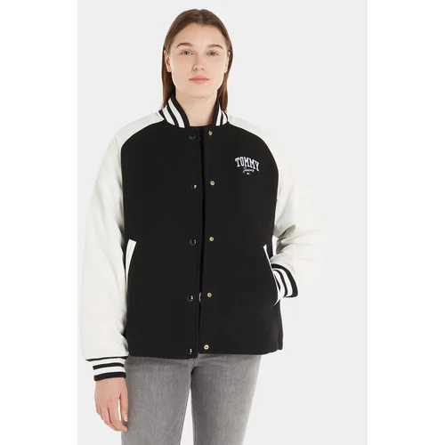 Tommy Jeans Bomber jakna Cord Mix Letterman DW0DW16592 Črna Regular Fit