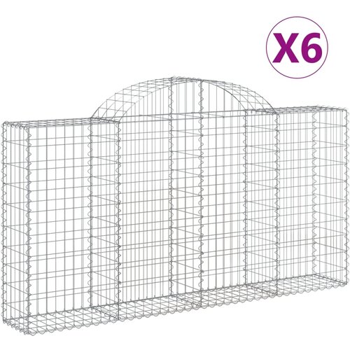  Lučne gabionske ko&amp;scaron;are 6 kom 200x30x100/120cm pocinčano željezo Slike